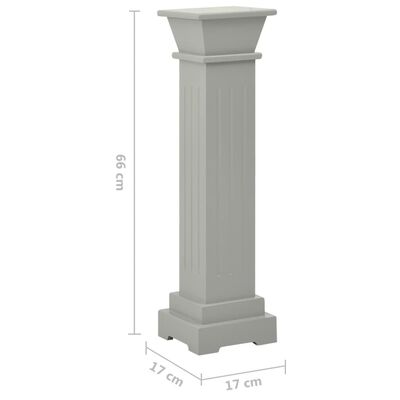 vidaXL Support pilier classique carré pour plantes Gris 17x17x66cm MDF