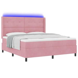 vidaXL Lit &agrave; ressorts avec matelas avec LED Rose 180 x 200 cm Velours