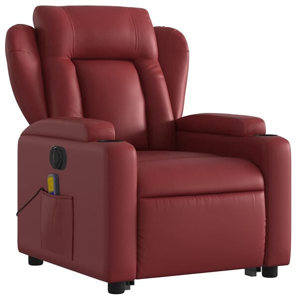 vidaXL Fauteuil inclinable de massage électrique rouge bordeaux