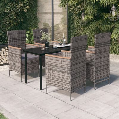 vidaXL Ensemble à manger de jardin avec coussins 5 pcs Gris