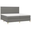vidaXL Sommier à lattes de lit et matelas et LED Gris foncé 200x200 cm