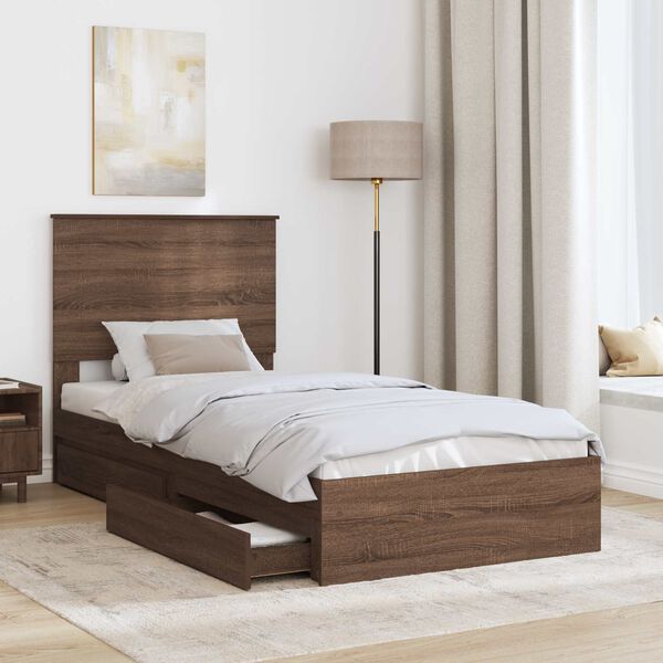 vidaXL Lit de Rangement Ch&ecirc;ne brun 75 x 190 cm Bois d'ing&eacute;nierie