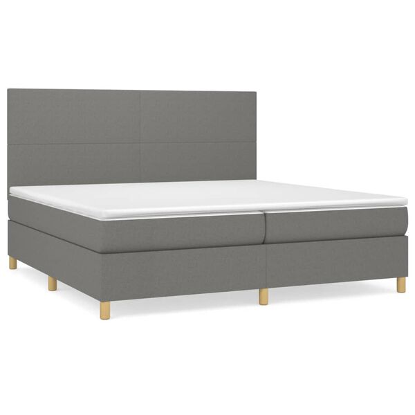 vidaXL Sommier &agrave; lattes de lit avec matelas Gris fonc&eacute; 200x200cm Tissu
