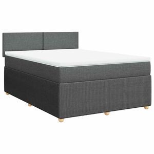 vidaXL Sommier &agrave; lattes de lit avec matelas Gris fonc&eacute; 160x200cm Tissu