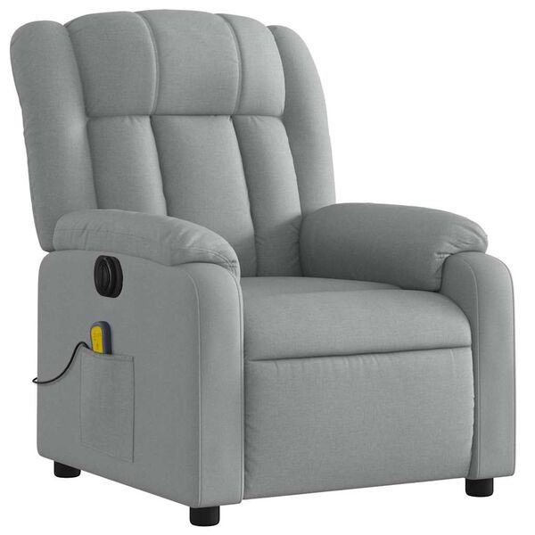 vidaXL Fauteuil de massage inclinable &eacute;lectrique gris clair tissu