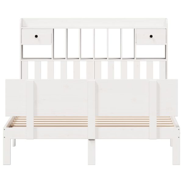vidaXL Lit biblioth&egrave;que sans matelas blanc 150x200 cm bois pin massif