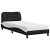 vidaXL Lit avec matelas Hvar noir et blanc 90x190 cm similicuir