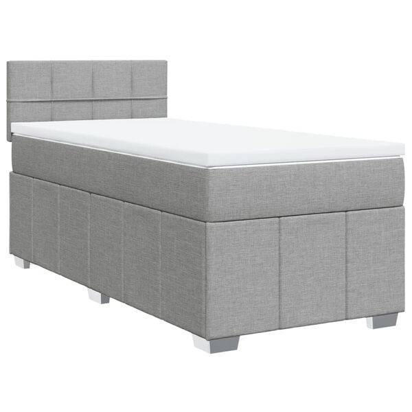 vidaXL Sommier &agrave; lattes de lit avec matelas gris clair 80x200 cm tissu