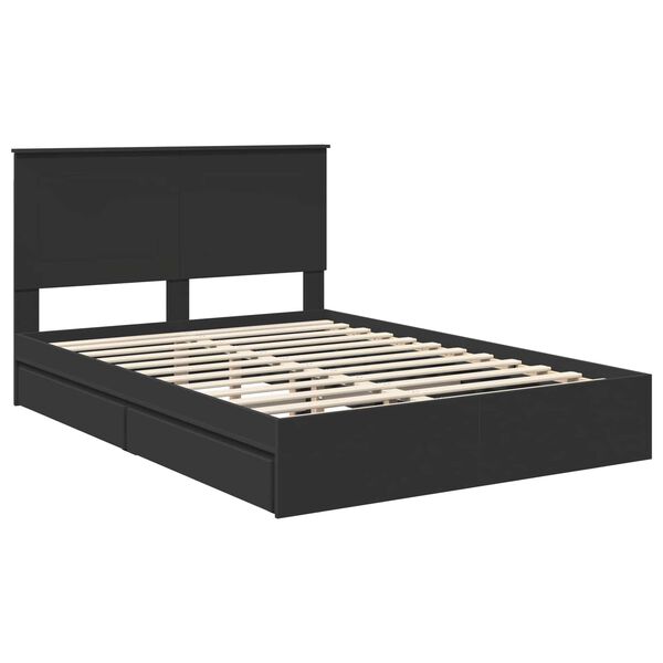vidaXL Lit de Rangement Noir 140 x 190 cm Bois d'ing&eacute;nierie