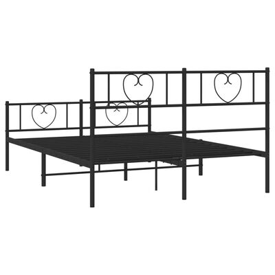 vidaXL Cadre de lit métal sans matelas avec pied de lit noir 135x190cm