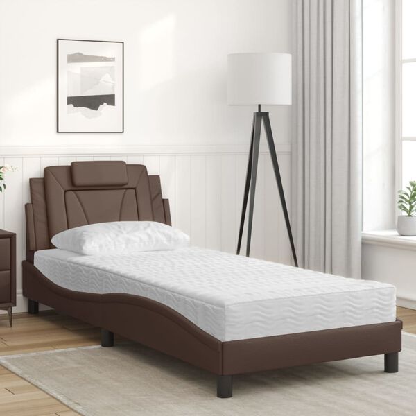 vidaXL Lit Viana avec matelas marron 90x190 cm similicuir