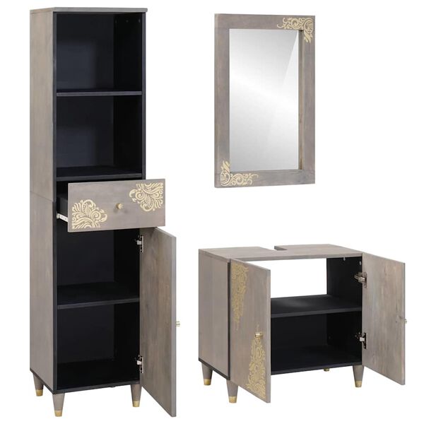 vidaXL Ensemble de Meubles de Salle de Bain avec tiroir 3 pcs Gris