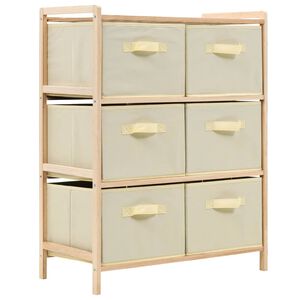 vidaXL &Eacute;tag&egrave;re de rangement 6 paniers Tissu Bois de c&egrave;dre Beige