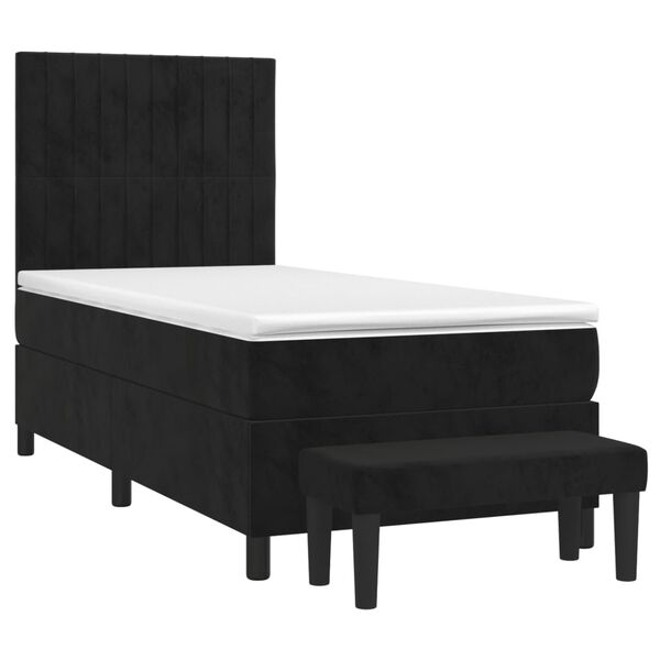 vidaXL Sommier &agrave; lattes de lit avec matelas Noir 90x190 cm Velours