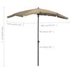 vidaXL Parasol de jardin avec mât 200x130 cm taupe