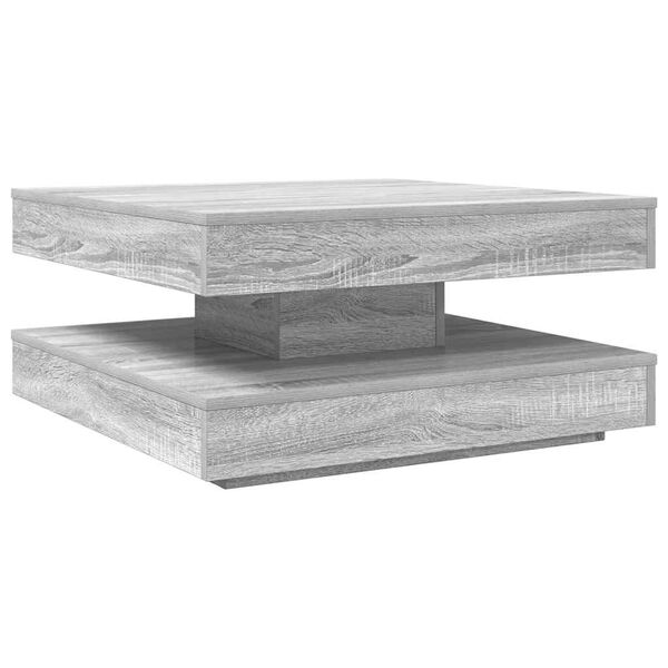 vidaXL Table basse rotative à 360 degrés sonoma gris 70x70x34,5 cm