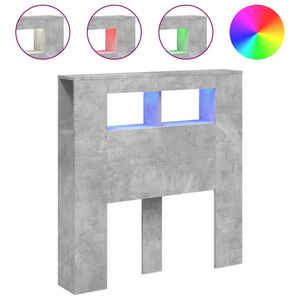 vidaXL T&ecirc;te de lit &agrave; LED gris b&eacute;ton 100x18,5x103,5cm bois d'ing&eacute;nierie