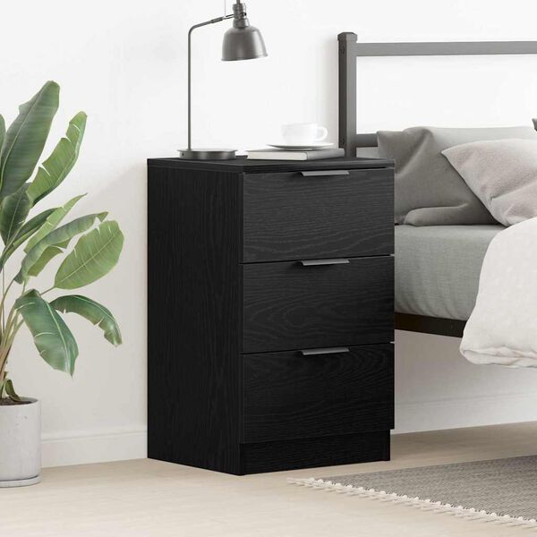 vidaXL Cabinet de chevet Ch&ecirc;ne noir 40 x 65 x 65 cm Bois d'ing&eacute;nierie