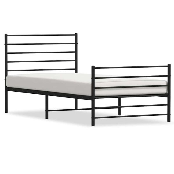 vidaXL Cadre de lit m&eacute;tal sans matelas avec pied de lit noir 90x190 cm