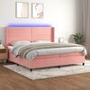 vidaXL Sommier &agrave; lattes de lit matelas et LED Rose 200x200 cm Velours