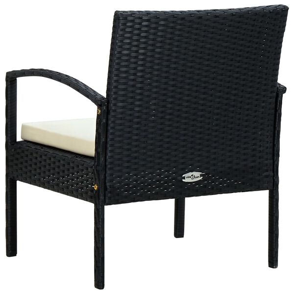 vidaXL Chaise de jardin avec coussin R&eacute;sine tress&eacute;e Noir