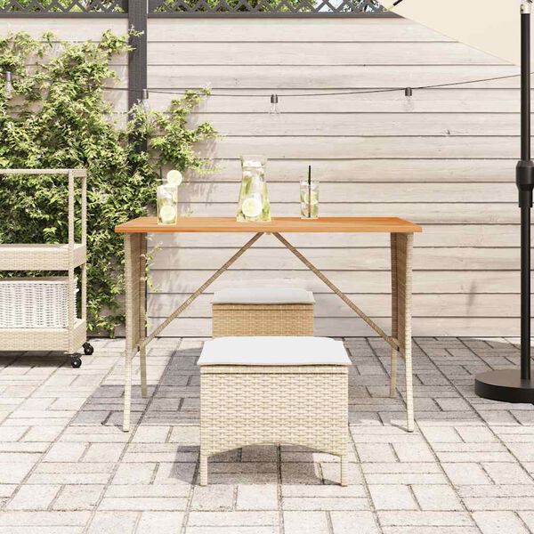 vidaXL Table de jardin avec dessus en bois d'acacia beige 105x75x72 cm