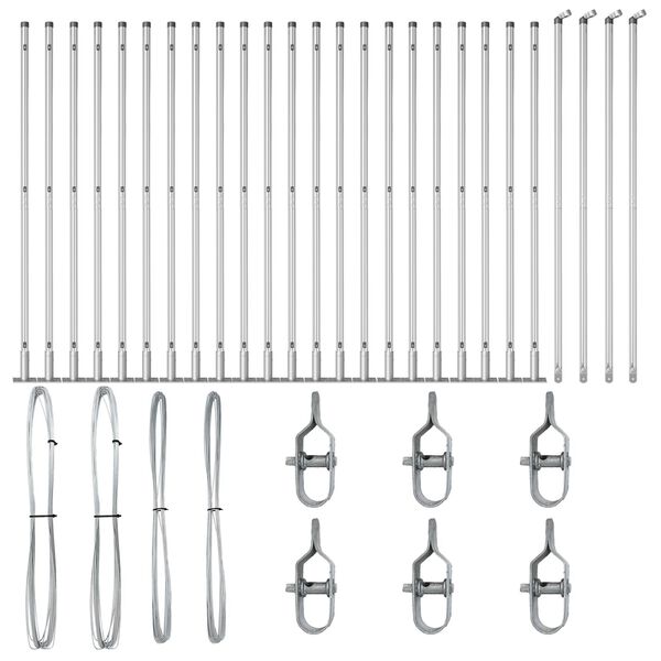 vidaXL Poteau de cl&ocirc;ture. 26 pcs Gris 3,2 x 3,2 x 160 cm