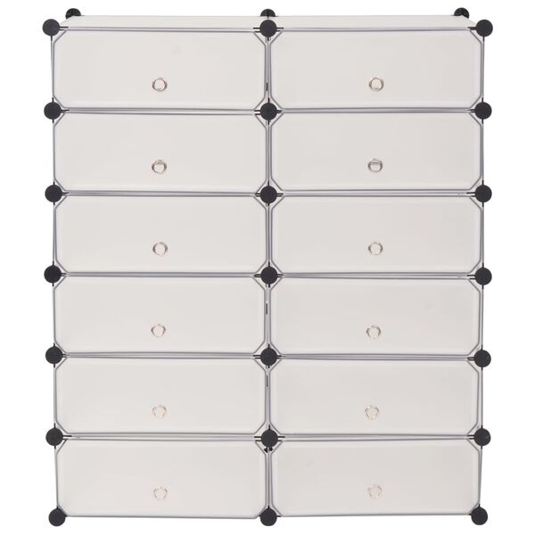 vidaXL Armoire &agrave; chaussures avec 12 compartiments Blanc