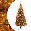 vidaXL Sapin de No&euml;l avec 300 LED avec support Dor&eacute; 210 cm PET