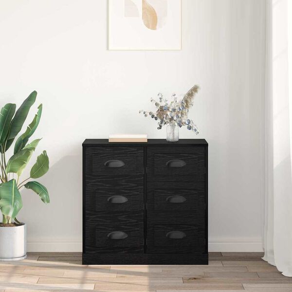 vidaXL Buffet Ch&ecirc;ne noir 70 x 35,5 x 67,5 cm Bois d'ing&eacute;nierie