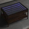 vidaXL Table basse avec LED infini ch&ecirc;ne marron 70x50x38 cm
