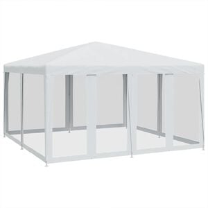 vidaXL Tente de f&ecirc;te avec 8 parois lat&eacute;rales en maille blanc 4x4m PEHD