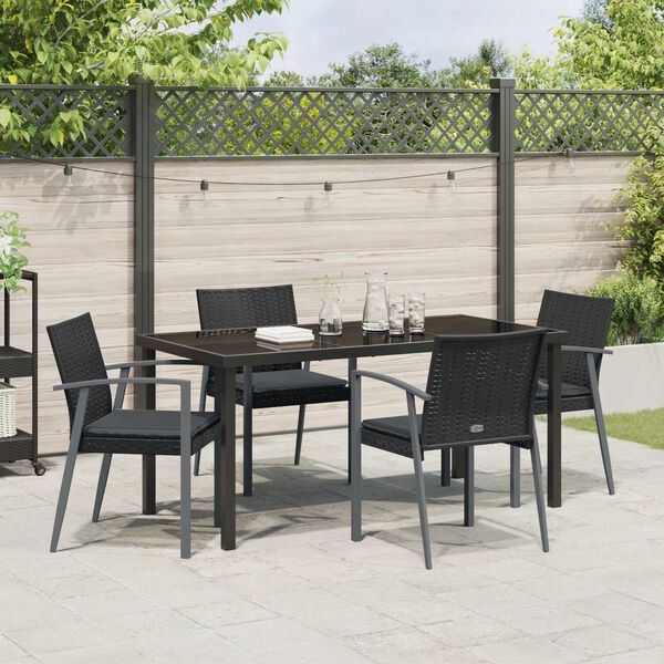 vidaXL Ensemble de salle &agrave; manger pour jardin 5 pcs Noir Poly rotin