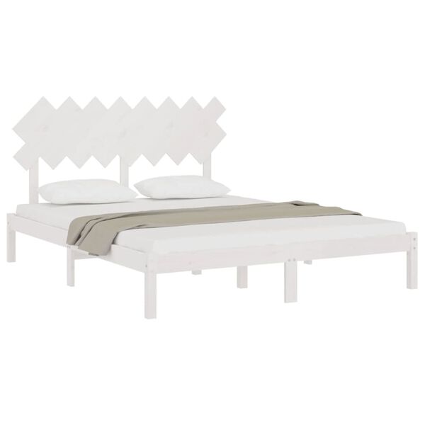 vidaXL Cadre de lit sans matelas blanc 160x200 cm bois massif