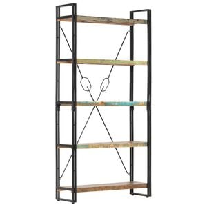 vidaXL Biblioth&egrave;que 5 niveaux 90x30x180 cm Bois solide de r&eacute;cup&eacute;ration