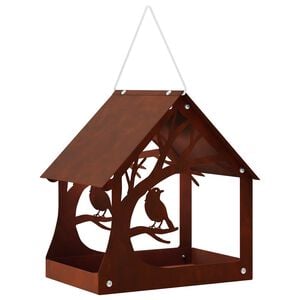 vidaXL Mangeoire &agrave; oiseaux suspendue Acier patin&eacute; Rouill&eacute;