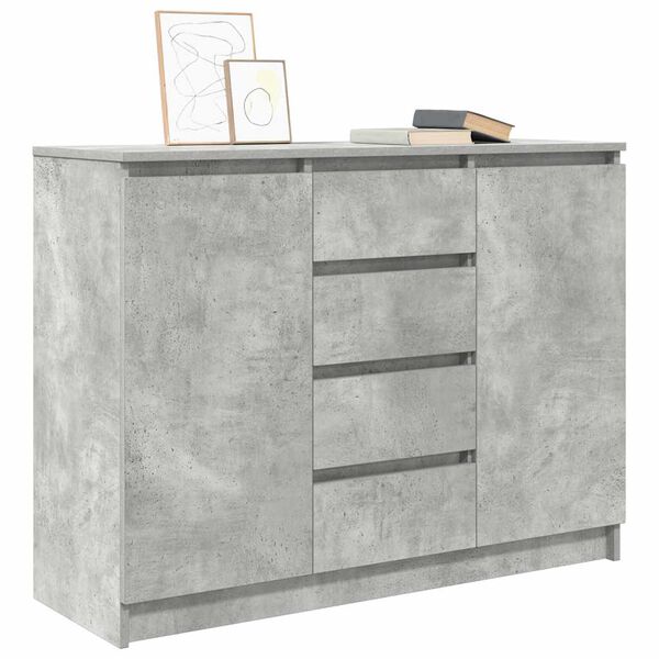 vidaXL Buffet avec tiroirs gris b&eacute;ton 100,5x35x76 cm bois d'ing&eacute;nierie