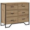 vidaXL Commode 6-Tiroir Ch&ecirc;ne artisanal 91 x 35,5 x 74,5 cm