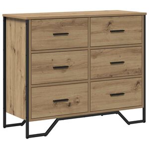 vidaXL Commode 6-Tiroir Ch&ecirc;ne artisanal 91 x 35,5 x 74,5 cm