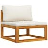 vidaXL Canap&eacute; central sectionnel et coussin blanc cr&egrave;me Bois d'acacia