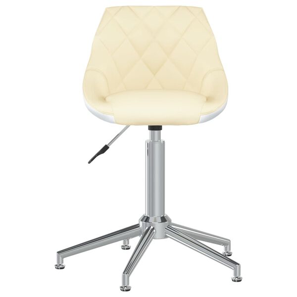 vidaXL Chaises &agrave; manger pivotantes lot de 2 cr&egrave;me et blanc similicuir