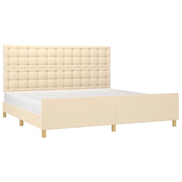 vidaXL Cadre de lit sans matelas cr&egrave;me 200x200 cm tissu