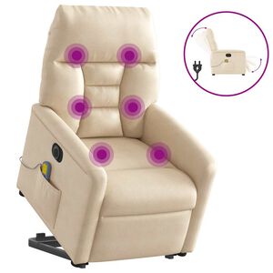 vidaXL Fauteuil inclinable de massage &eacute;lectrique beige microfibres