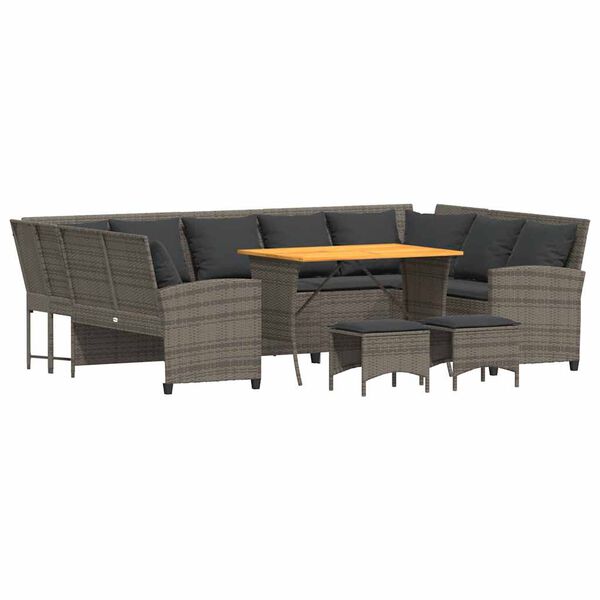 vidaXL Salon de jardin 4 pcs avec coussins gris r&eacute;sine tress&eacute;e