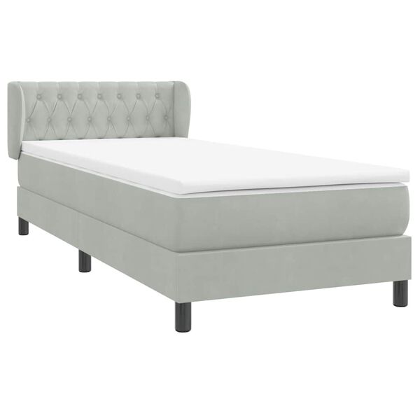 vidaXL Sommier &agrave; lattes de lit et matelas gris clair 100x220cm velours