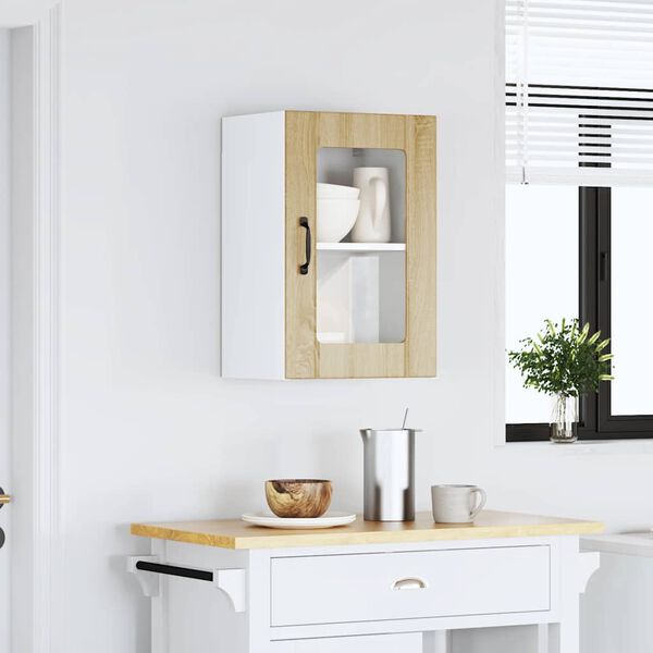 vidaXL Armoire murale de cuisine et porte en verre Lucca ch&ecirc;ne sonoma