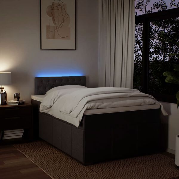 vidaXL Sommier &agrave; lattes de lit et matelas marron fonc&eacute; 120x190cm tissu