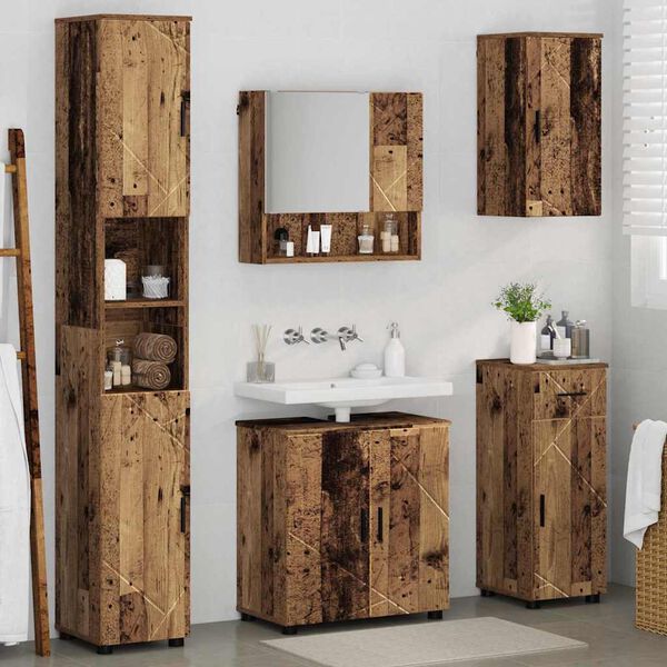 vidaXL Ensemble de mobilier de salle de bain 5 pcs Bois Ancien
