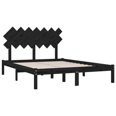 vidaXL Cadre de lit Noir 140x190 cm Bois massif