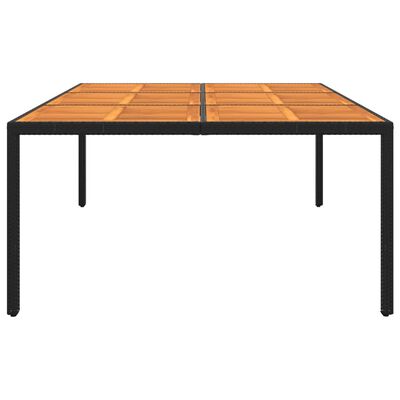vidaXL Table de jardin 200x150x75 cm Acacia et résine tressée Noir